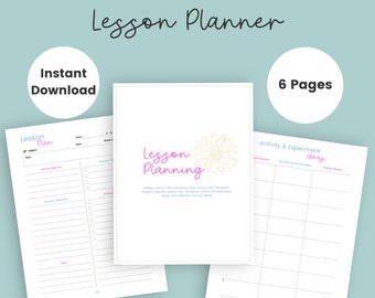 Homeschool Weekly Lesson Planner Template Daily Subject Printable Extension Activity and Experiment Ideas Instant Download