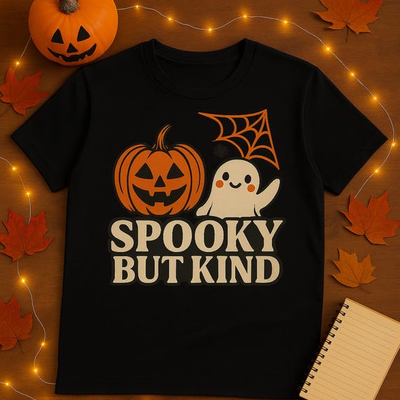 Halloween T-Shirt – Spooky Ghost, Pumpkin & Spider Graphic Tee – Unisex Cotton Fall Holiday Top