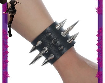 Gothic Spiked Genuine Leather Bracelet