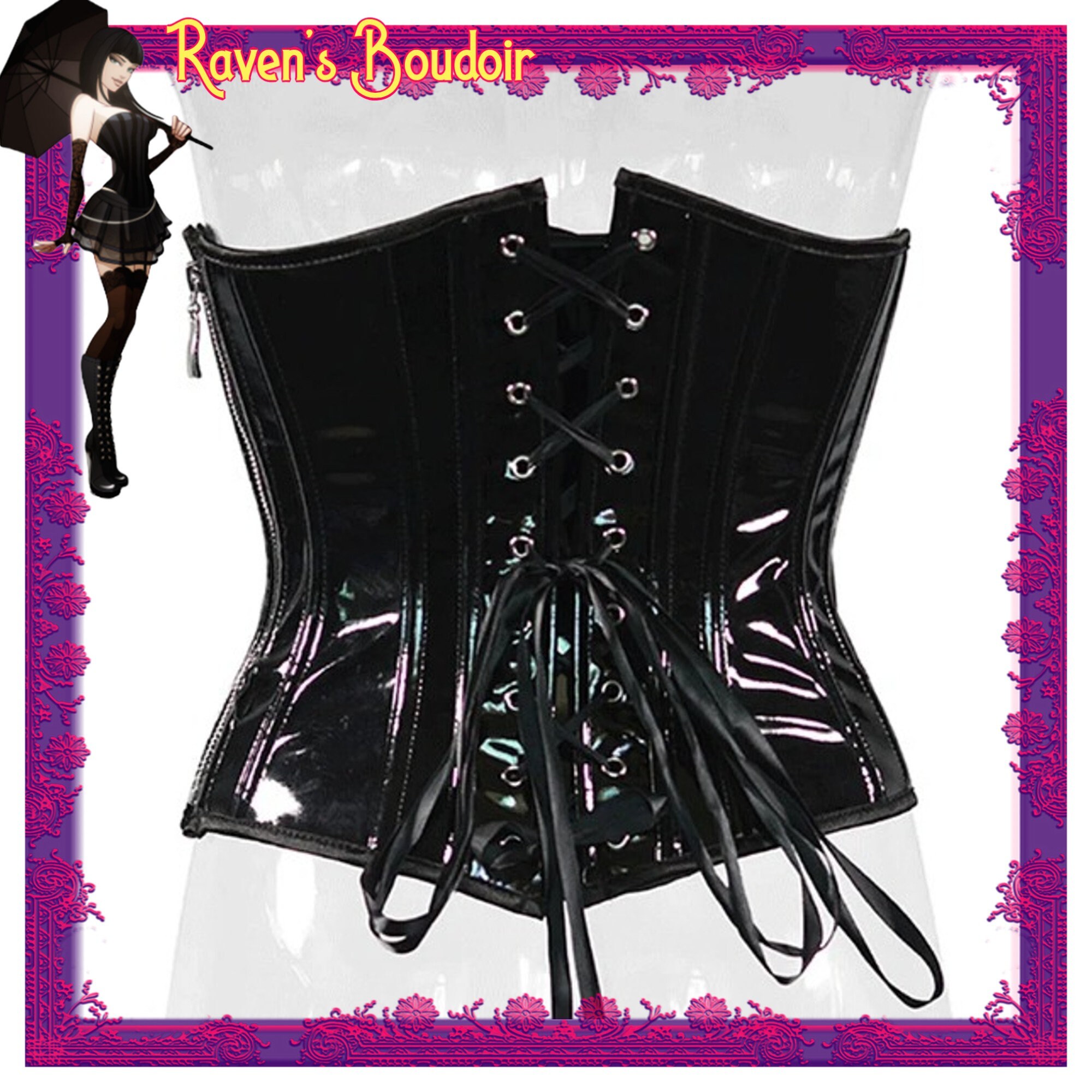Artifice Products - Front Eyelets PVC Underbust corset – Artifice Clothing