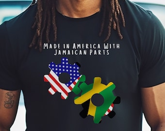 Jamerican Jamaica and USA Flag Custom Unisex Jersey Short Sleeve Tee American Grown with Jamaican Roots Jamaica Proud Shirt Gift