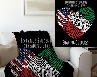 Exchange Student Custom Flag Velveteen Plush Blanket Welcome Gift Going Away Present Christmas Gift Graduation Gift Birthday Present Gift