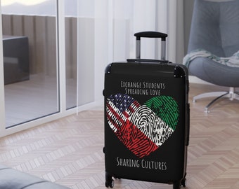 Personalized Custom Exchange Student Suitcase Three Sizes Available Select Two Flags to be Printed Provide any Other Custom Information