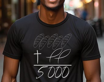 Five Loaves Plus Two Fish Equals 5000 Unisex Tall Beefy-T® T-Shirt Jesus Math Feeding the Multitude Communion Jesus God Bible Gift T-shirt