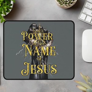 Jesus Christ Mauspad Rutschfeste Macht im Namen von Jesus Geschenk für Mama Papa Pastor Sonntagsschule Lehrer Geschenk Kleine Gruppe Kirche Geschenk