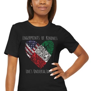 Exchange Student Gift Fingerprints of Kindness Love's Universal Language Unisex Jersey Short Sleeve Tee Customized Select 2 Flags to Print image 3