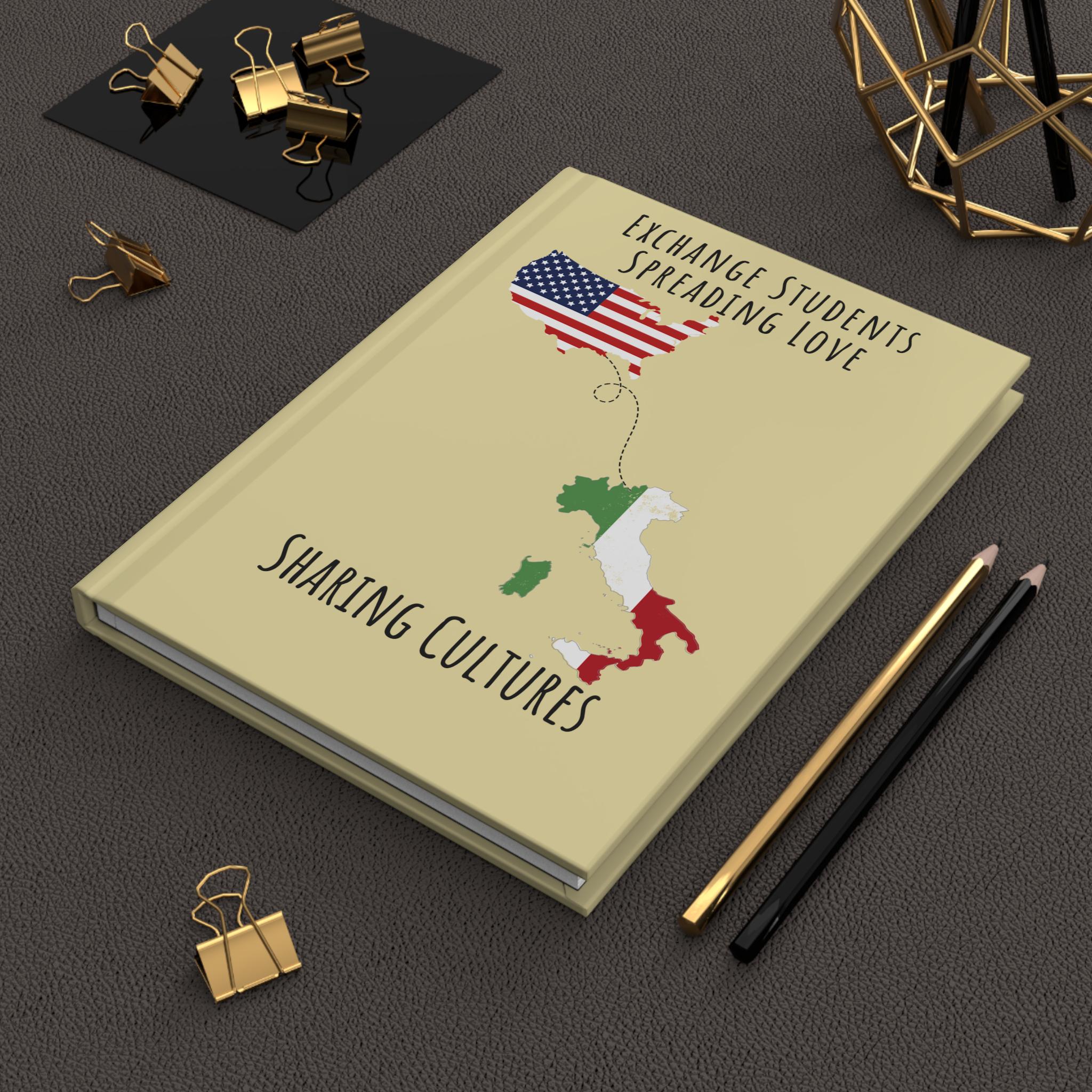 Personalized Exchange Student Gift Hardcover Journal Matte Finish Choose Two Countries to Print Passport Stamps on Back Cover Welcome Gift