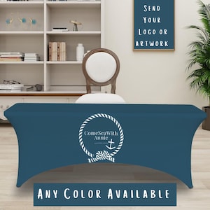 Custom Stretch Tablecloth For Pop Up Shop, Spandex Table Cover With Logo For Trade Show Personalize Fitted Vendor Table Cloth For CraftShow