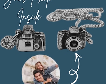 Personalized Camera Photo Necklace | Custom Picture Jewelry | Gift for Her or Him | Photographer Gift | Fun Photo Frame | Anniversary Gift