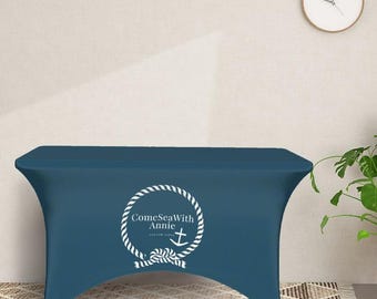 Custom Stretch Tablecloth For Pop Up Shop, Spandex Table Cover With Logo For Trade Show Personalize Fitted Vendor Table Cloth For CraftShow