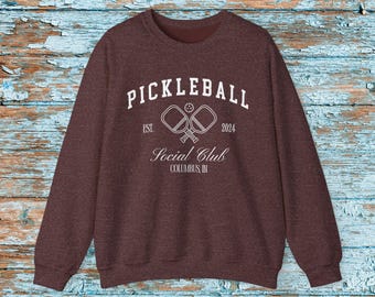 Sudadera de Pickleball personalizada para despedida de soltera, club social de Pickleball, sudadera con cuello redondo, equipo personalizado, regalo para jugador de Pickleball
