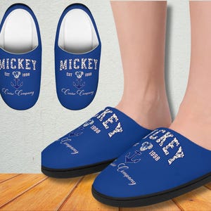Custom Mickey Cruise Women&#39;s Indoor Slippers Soft Personalized Slippers for Your Bachelorette Cruise Girls Trip Matching Family Apparel
