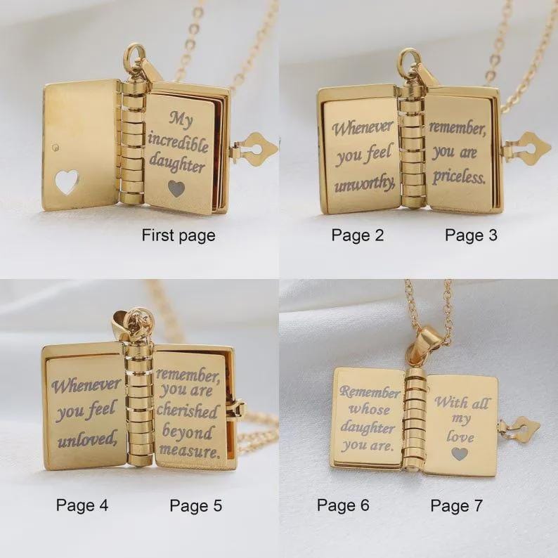 Personalized Text Book Necklace