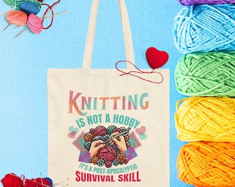 Le tricot n'est pas un passe-temps pour les zombies après l'apocalyptique, cadeau pour les amateurs de laine, idée cadeau tricot, sac à bandoulière citation de tricot