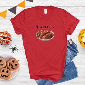 Biuro dla par na Halloween, zabawny kostium, unisex, gruba bawełniana koszulka, spaghetti i klopsiki, grupa na Halloween, sztuczka lub psikus, koszulka dla niego i dla niej