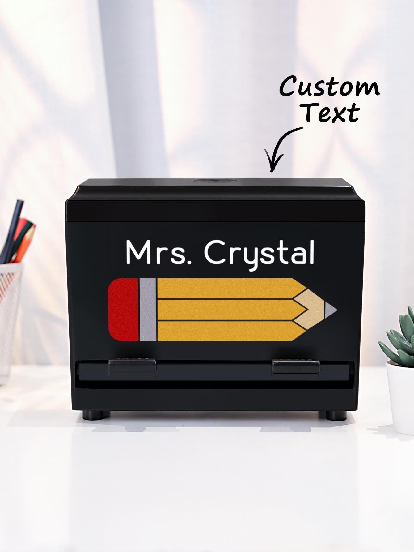 Personalized Pencil Dispenser – Custom Teacher Desk Organizer | Fun Classroom Supply Gift for Teachers & Students
