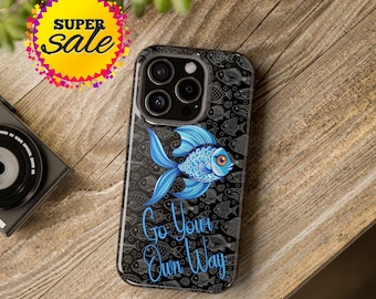 Funda para teléfono resistente a los impactos con temática de peces coloridos Be You, funda para teléfono con pecera, funda para iPhone, funda para teléfono con estética de peces, regalo para ella