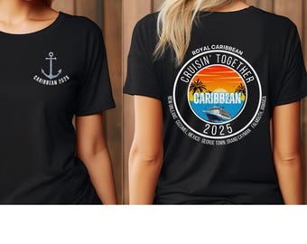 Camiseta personalizada de crucero por el Caribe, camiseta de crucero por el Caribe, camisetas de crucero familiar personalizadas con parte delantera y trasera, camiseta de crucero familiar a juego, crucero grupal