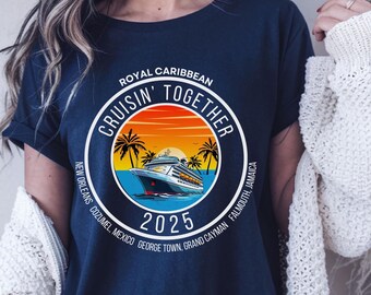 Camiseta personalizada de crucero por el Caribe, camisetas de crucero por el Caribe, camisetas de crucero familiares personalizadas (anverso y reverso), camisetas de crucero familiares a juego, crucero grupal