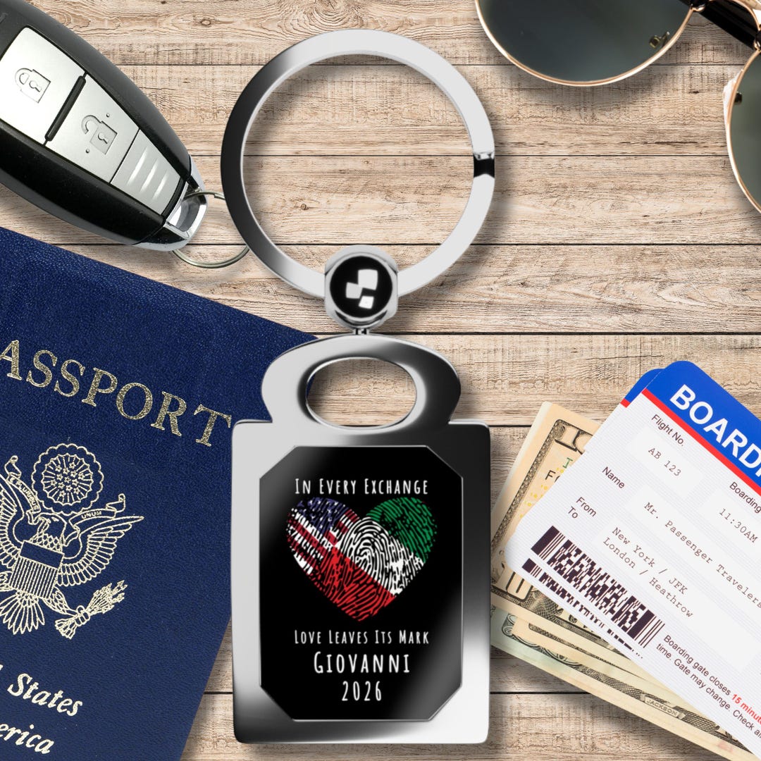 Exchange Student Custom Keyring, Personalized Two Flags Keychain, Host ...