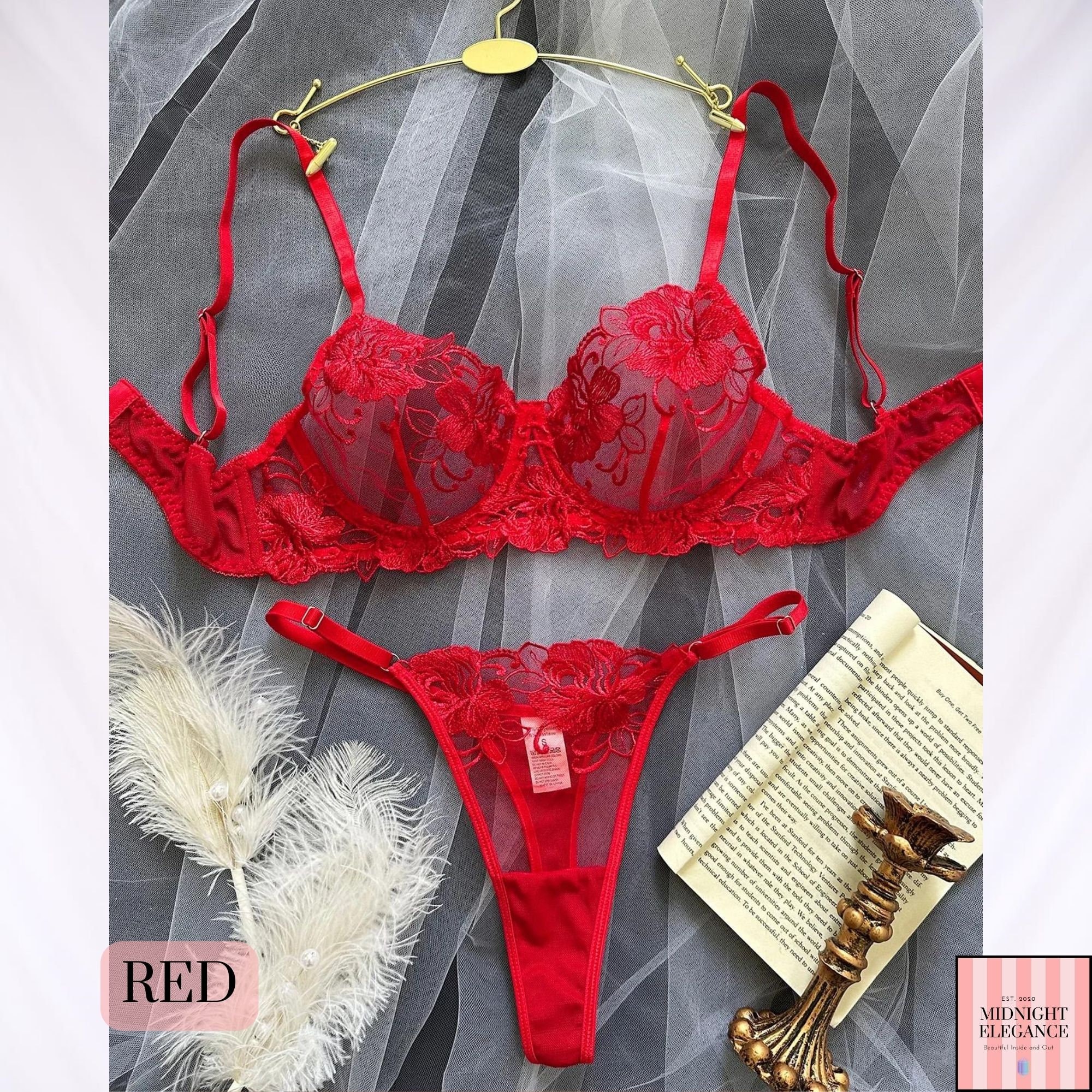 Lace Red Bra Set 