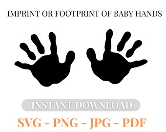 Adorable Baby's Handprint Svg, PDF, PNG, and JPG - Instant Download