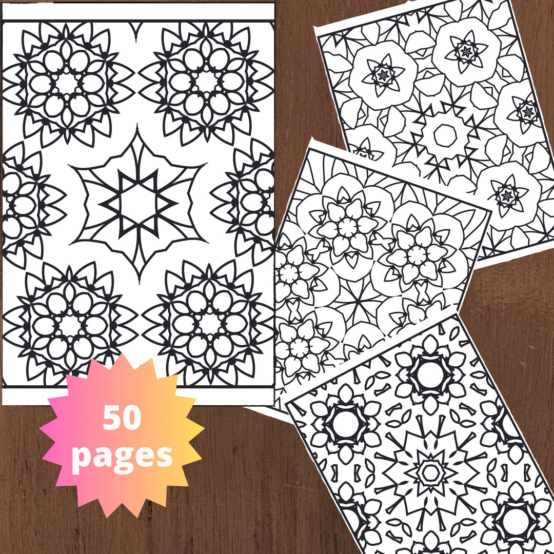 50 Coloring Page Mandala, Coloring Book Pages for Adults, Mandala ...
