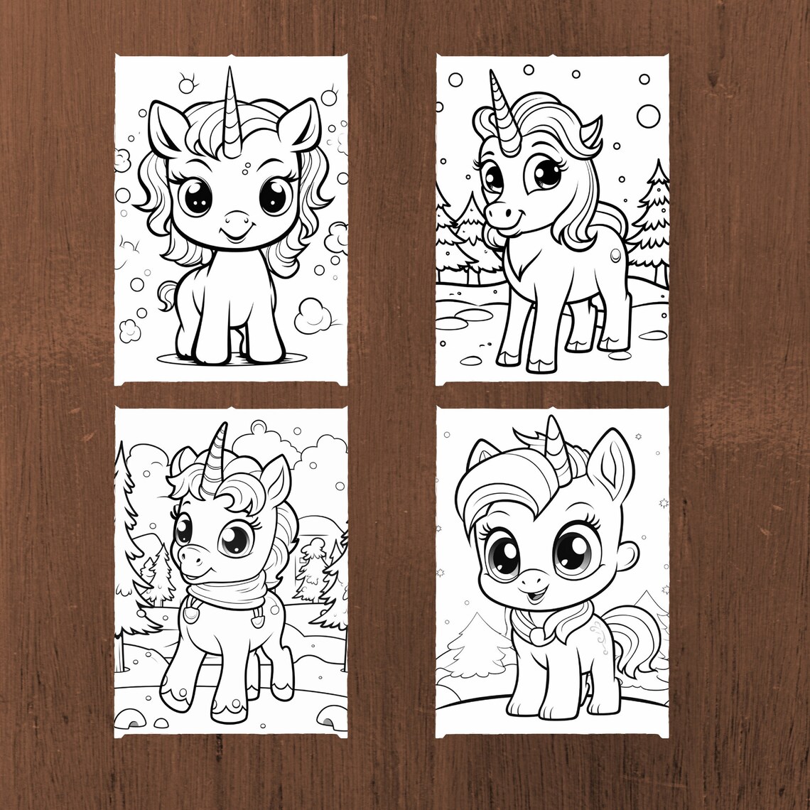 50 Kawaii Unicorn Coloring Pages, Cute Coloring Book for Kids and ...