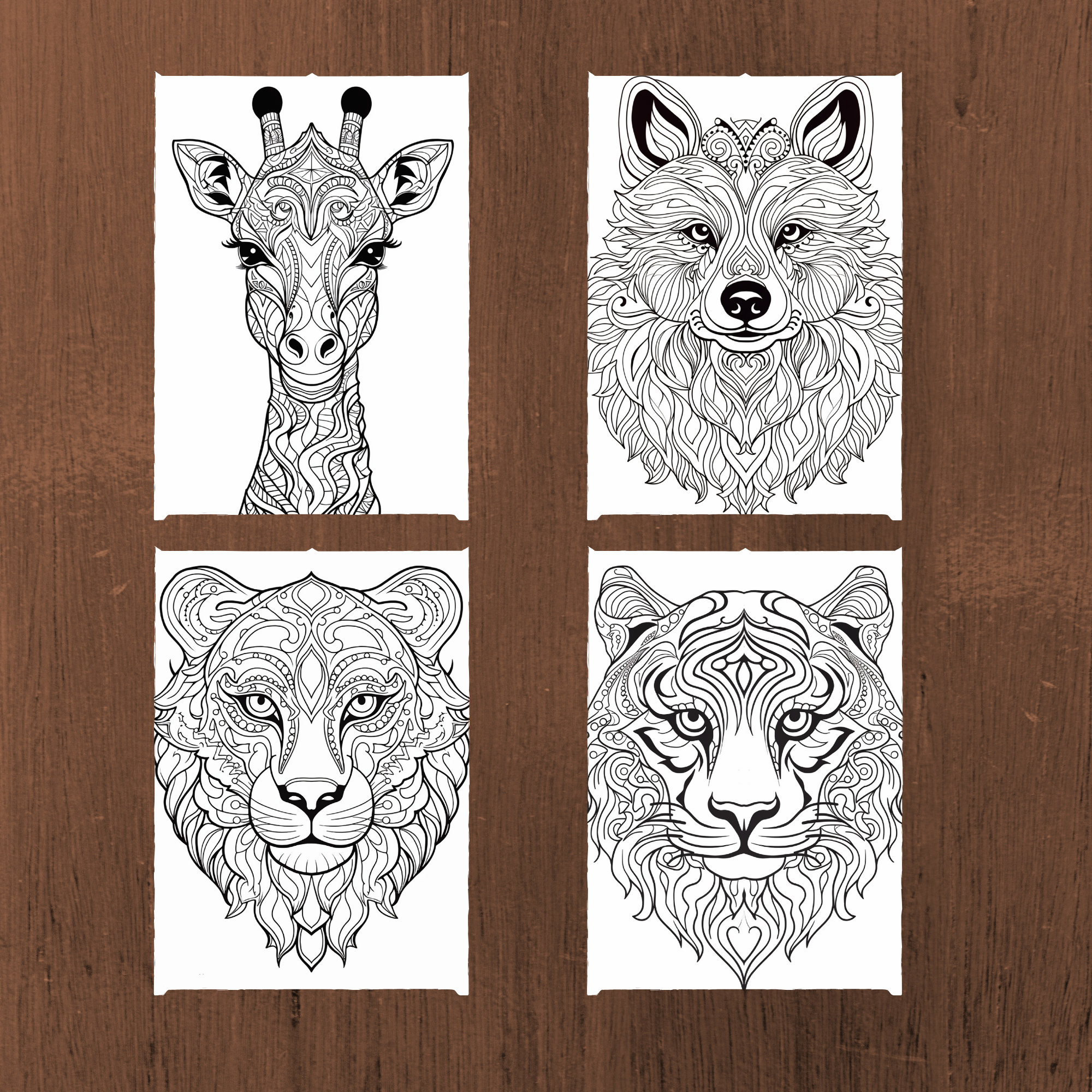 Animal Mandala Coloring Book Adults Coloring Pages for Adults Instant