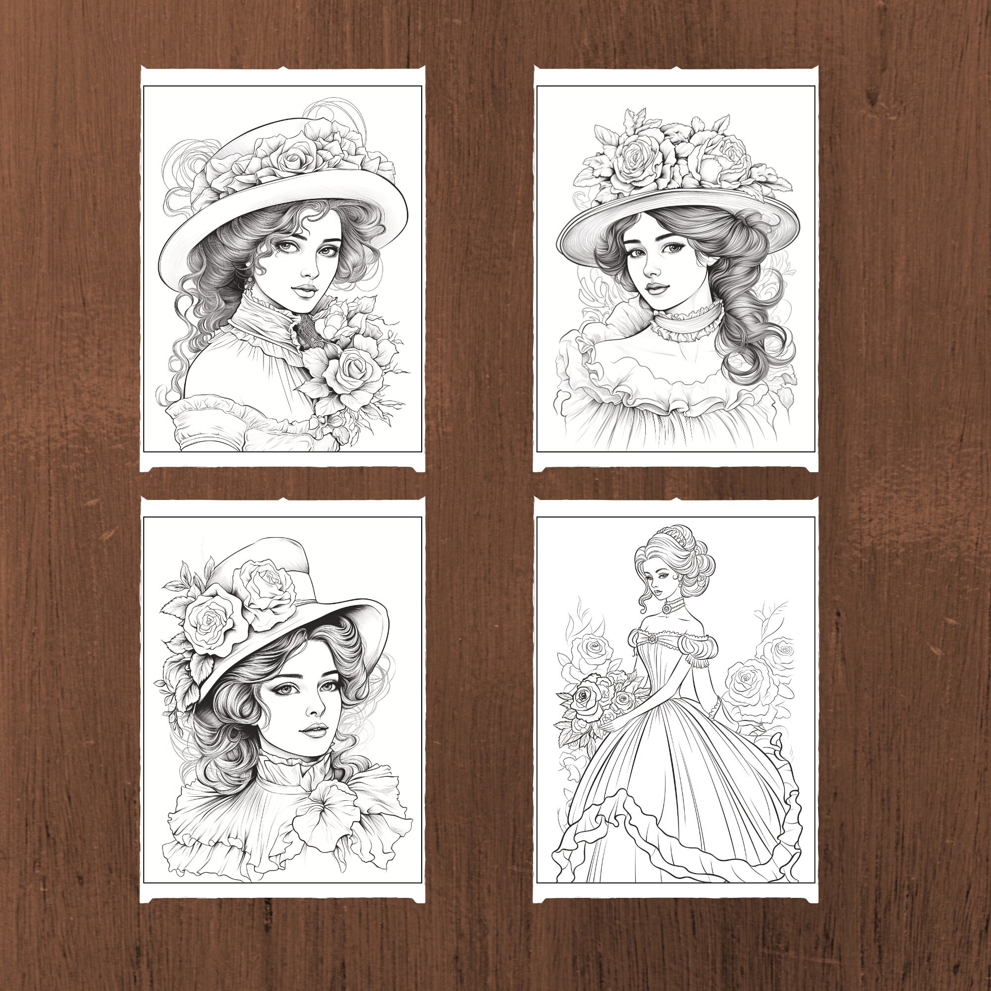50 Women Coloring Page - Coloring Pages for Kids and Adults, Instant