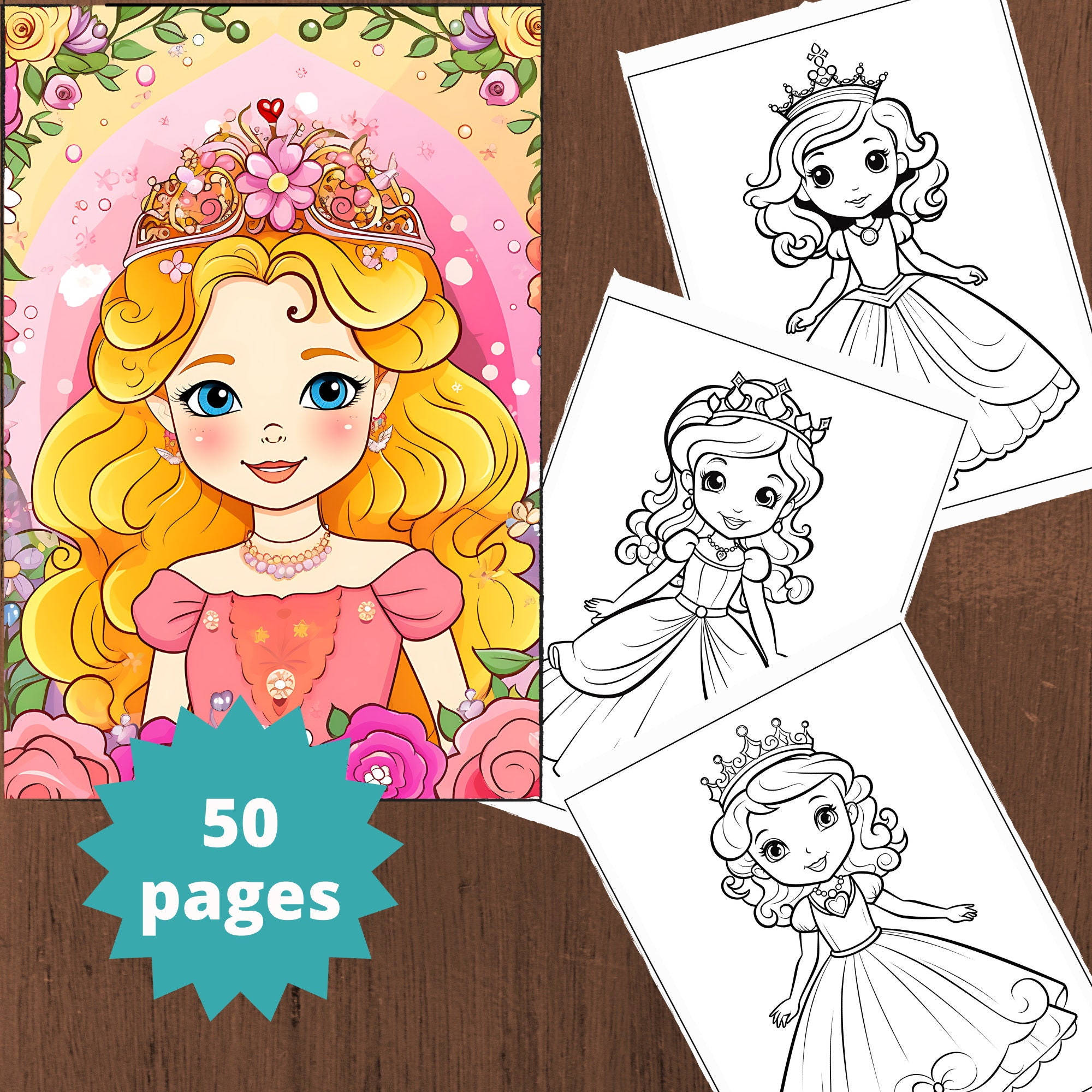 Coloring Page Princess, Coloring Book for Kids, Princess Coloring Book ...