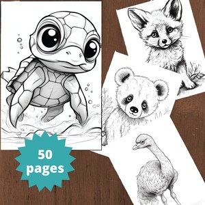 50 Coloring Pages with Animals for Kids, Printable Colouring Pages for Kids, Colouring Pages with Animals