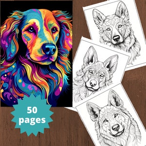50 Dogs Coloring Page - Coloring Pages for kids and adults, Instant download, Coloring Book, Printable PDF file