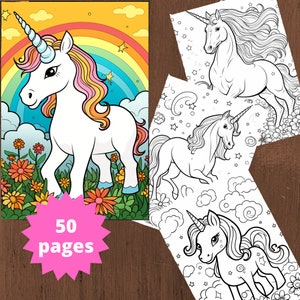 Unicorn Coloring Book, Kawaii Coloring Book, Baby Unicorn Coloring, Coloring Pages for Kids, Instant download, Printable PDF file
