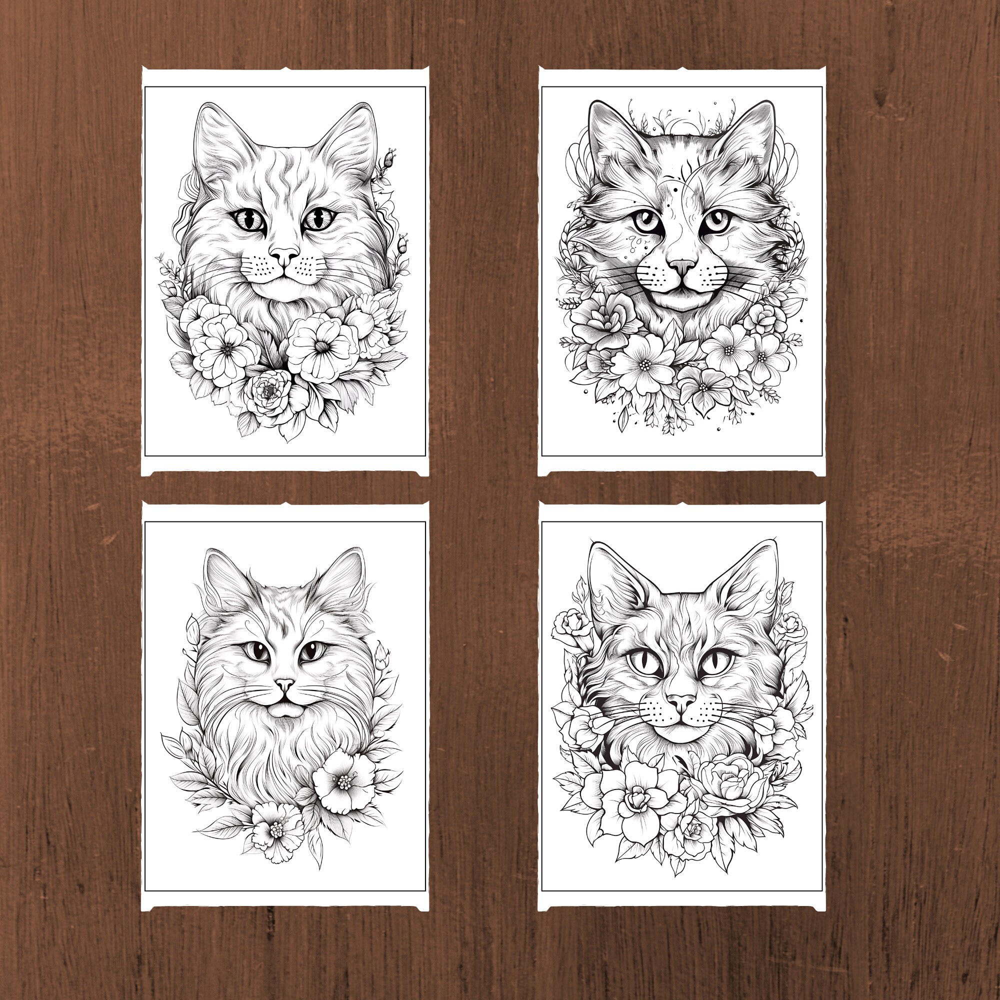 50 Cats Coloring Page - Coloring Pages for Kids and Adults, Instant