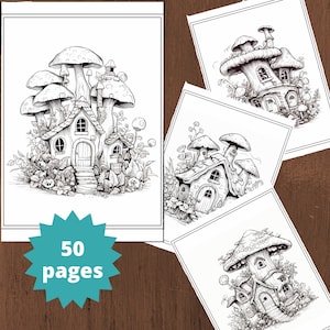 Mushroom Coloring Pages, Coloring Pages for Adults, Printable PDF file, Instant download