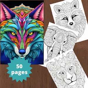 Mandala Animals Coloring Book, Coloring Book Mandala, Coloring Pages for Adults, Instant download, Printable PDF file