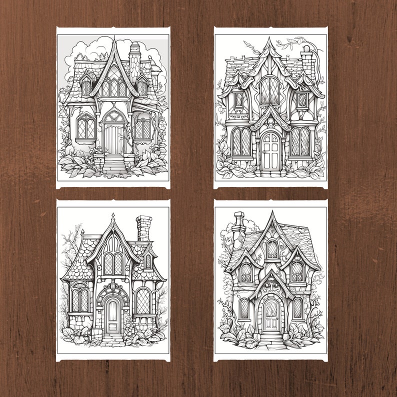 50 House Coloring Page - Coloring Pages for Kids and Adults, Instant