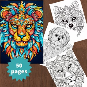 Coloring Book Mandala, Mandalas Animals Coloring Page, Coloring Pages for kids and adults, Instant download, Printable PDF file