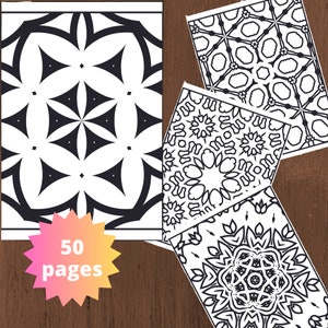 Easy Mandala Coloring Pages for Adults, Coloring pages for adults, Instant download, Printable PDF file