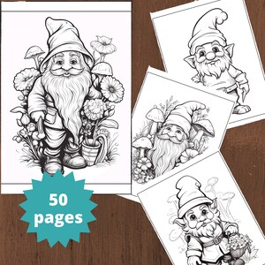 Gnome Coloring Pages, Coloring Book for Adults, Gnome Coloring Book, Printable PDF file, Instant download