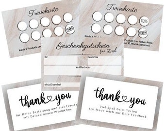 Bundle Gutschein – Treuekarte – Dankeskarte – Digitaler Download