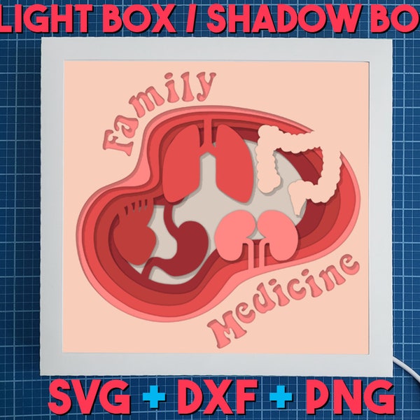 Family Medicine Practice Light Box / Shadow Box Template, Lightbox SVG Cricut, DYI Shadow Box, Medical Office Decor, Medical office gift