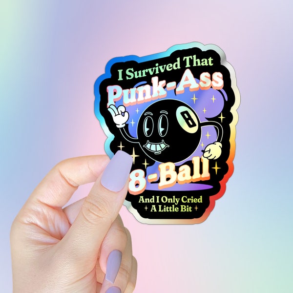 8 Ball Holographic Die-cut Stickers, elder emo sticker, emo sticker, tourdust inspired, fall out boy inspired, FOB inspired