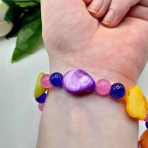 Cute multicolor girly bracelet | star shaped yellow beads| elastic thread bracelet | perfect for farewell, weekends and prom