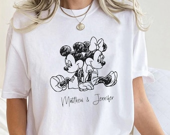 Camiseta vintage de Mickey y Minnie Mouse, regalo para parejas