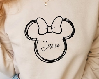 Minnie outline sweatshirt, Disney sweatshirt, Minnie bow sweatshirt, women's sweater