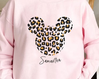 Minnie Leopard Ears Sweatshirt, Safari Sweatshirt, Minnie Leopard, Disney Sweatshirt, Cheetah Minnie, Animal Kingdom Sweatshirt
