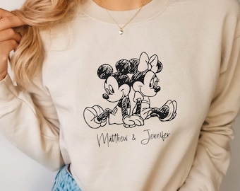Sudadera vintage de Mickey y Minnie, regalo para parejas, sudadera con capucha encantadora, sudadera con capucha Magic Trip, animación Mickey Mouse, sudadera Disney Trip