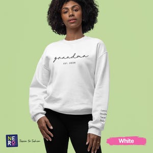 Personalized Grandma Sweatshirt Est Year with Grandkids Names on Sleeve, Mothers Day Gift, Birthday Gift for Grandma, New Grandma Sweater